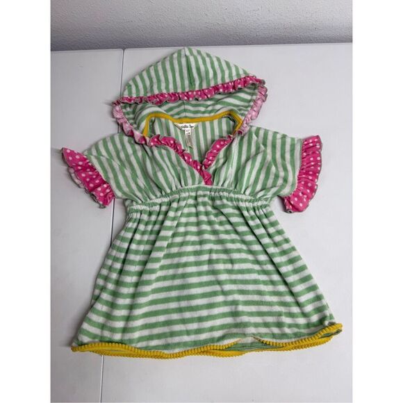 Matilda Jane Terry Cloth Swim Cover Up Girl’s Size 4-6 Green White Striped - Picture 1 of 8